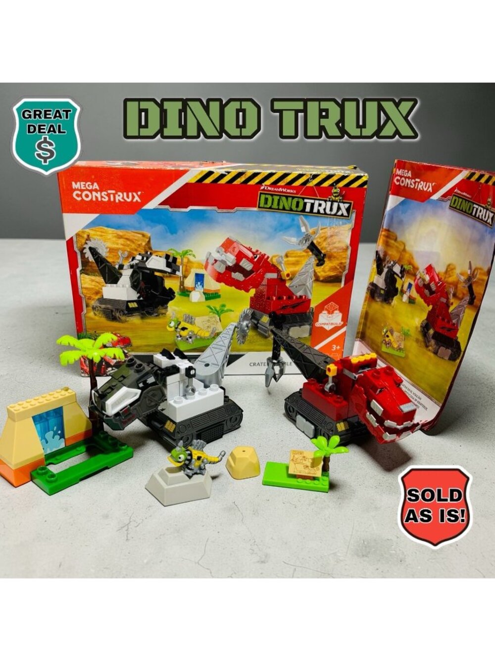 Mega Construx Dinotrux Crater Rumble. Missing 1 Piece. Parts Only. 99% Complete.